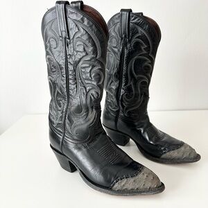 Vintage Tony Lama Western Wingtip Boot Size 8 D